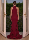 Jersey Mermaid Halter Evening Dresses with 3D Flowers