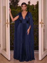 Chiffon A-Line V Neck Delicate Pleated Evening Dresses