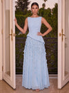 Chiffon A-Line Boat Neck  Evening Dresses with 3D Flowers