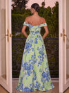 Jacquard A-Line Off Shoulder Pleated Evening Dresses