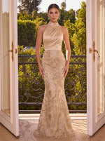 Tulle Mermaid Halter Evening Dresses with Sequin Embroidery