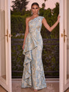 Jacquard Mermaid One Shoulder Evening Dresses with Ruffles