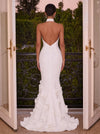 Jersey Mermaid Halter Evening Dresses with 3D Flowers