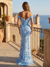 Tulle Mermaid Off Shoulder Evening Dresses with 3D Flowers