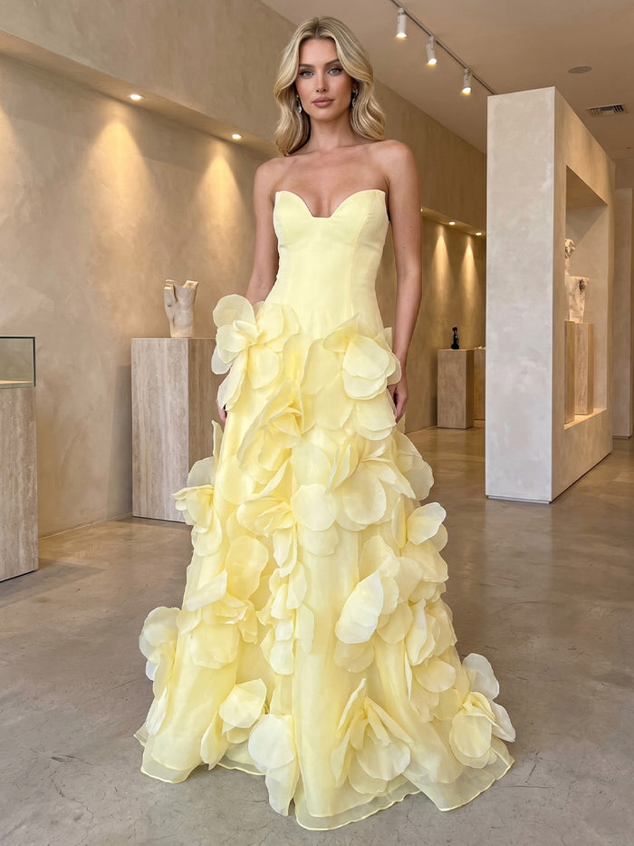A-Line Mesh Sweetheart Evening/Formal Gown Dresses with Corset Bodice & 3D Flowers