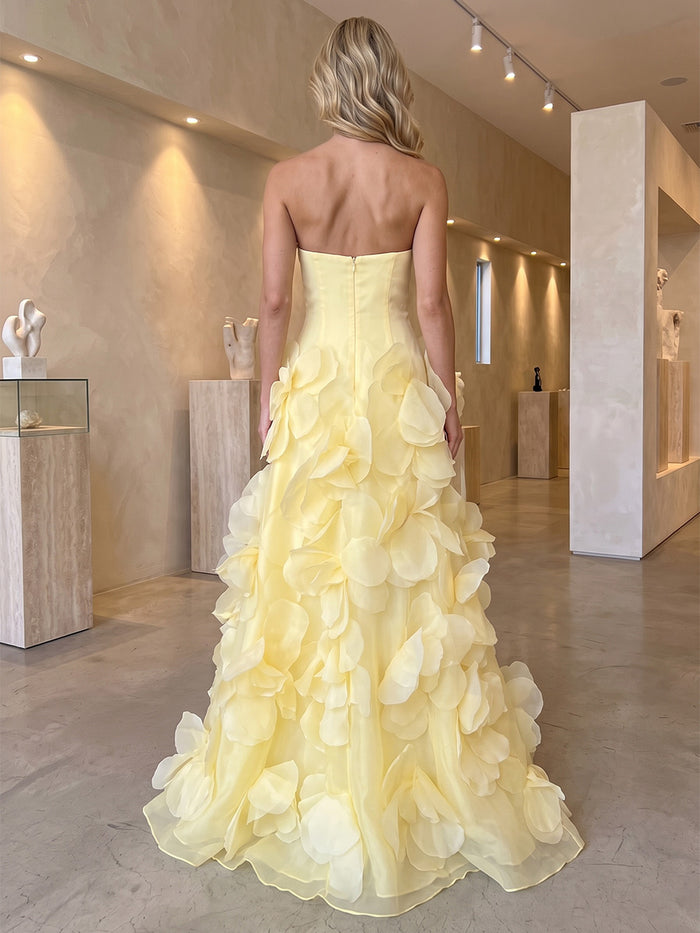 A-Line Mesh Sweetheart Evening/Formal Gown Dresses with Corset Bodice & 3D Flowers