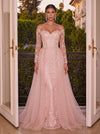 Tulle Mermaid Off Shoulder Evening Dresses with Lace Applique