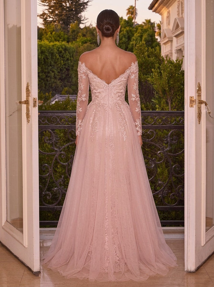 Tulle Mermaid Off Shoulder Evening Dresses with Lace Applique