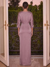 Satin Mermaid V Neck Evening Dresses with Side Waist Ruched Shaping Detail