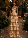 Metallic Satin A-Line Sweetheart Evening Dresses with Delicate Pleated