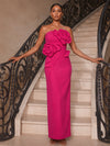 Jersey Sheath Strapless Evening Dresses with 3D Flowers