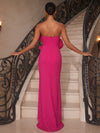 Jersey Sheath Strapless Evening Dresses with 3D Flowers