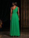 Chiffon A-Line One Shoulder Evening Dresses with Delicate Pleated