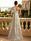 Jacquard A-Line One Shoulder Evening Dresses with Wraps
