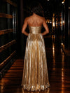 Metallic Satin A-Line Sweetheart Evening Dresses with Keyhole