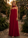Chiffon A-Line Strapless Evening Dresses with Scarf