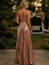 Metallic Satin A-Line Strapless Evening Dresses with Keyhole