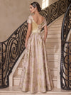 Jacquard A-Line Asymmetric Neck Evening Dresses with Side Waist Ruched Shaping Detail