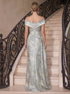 Jacquard Mermaid Off Shoulder Evening Dresses with Pleated