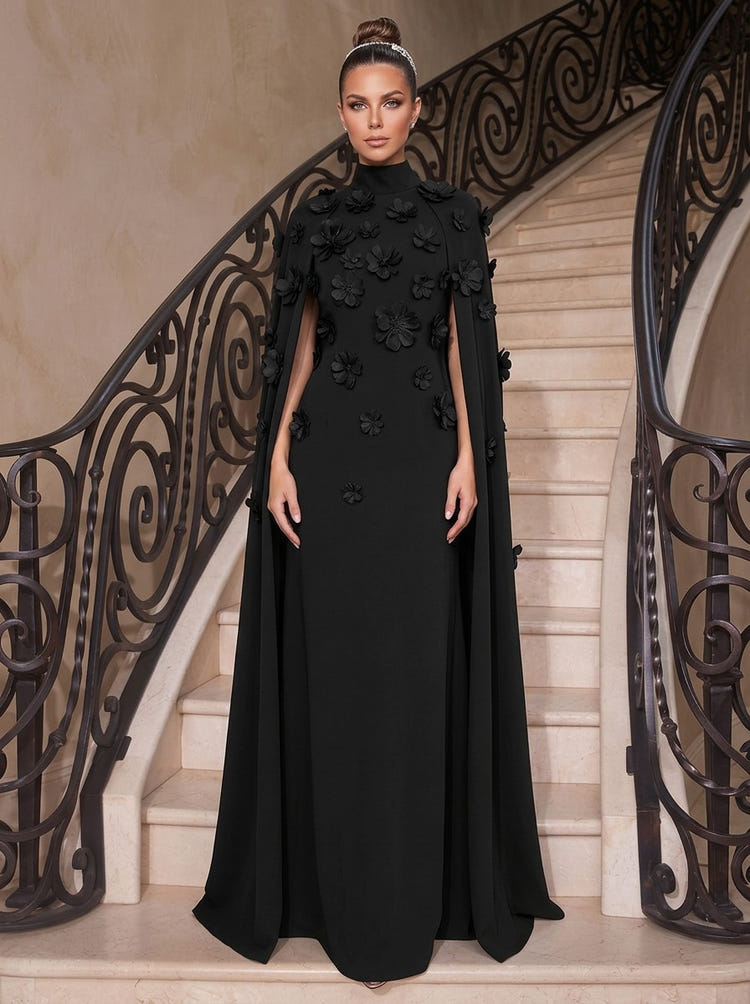 Jersey Sheath High Neck Evening Dresses with Caps