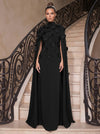 Jersey Sheath High Neck Evening Dresses with Caps