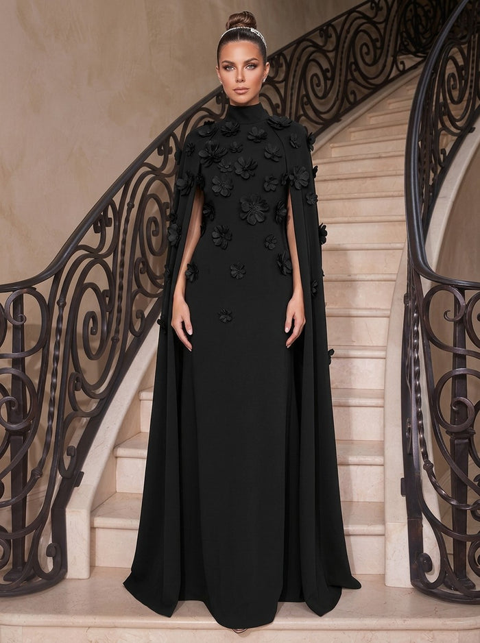 Jersey Sheath High Neck Evening Dresses with Caps