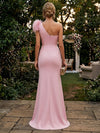 Satin Mermaid One Shoulder Evening Dresses with Ruffles