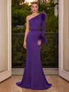 Jersey Mermaid One Shoulder Evening Dresses with Luxurious Feather