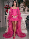 Tulle Sheath Sweetheart Evening Dresses with Sheer Chiffon Flowing Cape