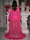 Tulle Sheath Sweetheart Evening Dresses with Sheer Chiffon Flowing Cape
