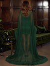Satin Bodycon Spaghetti Straps Evening Dresses with Sheer Chiffon Flowing Cape