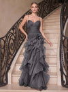 Chiffon A-Line Spaghetti Straps Evening Dresses with 3D Flowers