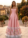 Satin A-Line Strapless Maxi Evening Dresses with Corset Bodice