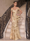 Jacquard Mermaid Off Shoulder Maxi Evening Dresses with Ruffles