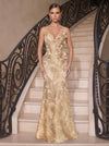 Jacquard Mermaid Spaghetti Straps Maxi Evening Dresses with Deep V Neck