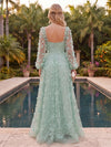 Tulle A-Line Sweetheart Maxi Evening Dresses with 3D Flower Appliques