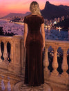Velvet Mermaid Stand Collar Maxi Evening Dresses with Side Slit