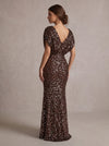 Sequins Mermaid V Neck Maxi Evening Dresses with Ruched