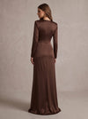 Satin Mermaid Crew Neck Maxi Evening Dresses with Bow