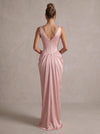 Satin Mermaid V Neck Maxi Evening Dresses with Corset Bodice