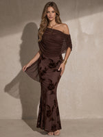 Tulle Mermaid One Shoulder Maxi Evening Dresses with Flowing Sash