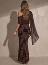 Tulle Mermaid One Shoulder Maxi Evening Dresses with Flowing Sash