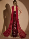 Sequins Mermaid Strapless Maxi Evening Dresses with Scarf