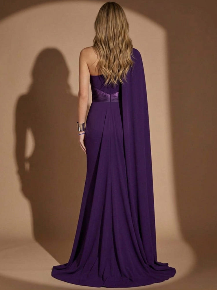 Jersey Mermaid High Neck Maxi Evening Dresses with Oversized Bow