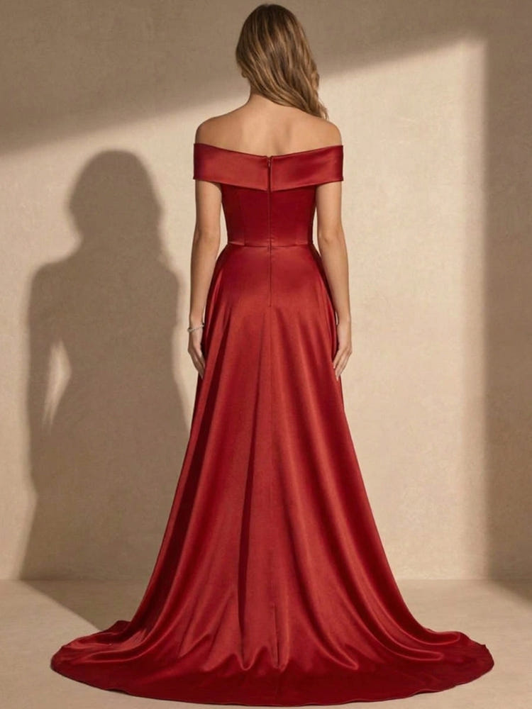 Sequins Mermaid Off Shoulder Maxi Evening Dresses with Side Slit