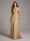 Tulle Mermaid One Shoulder Maxi Evening Dresses with Delicate Pleated