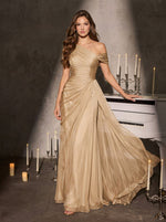 Tulle Mermaid One Shoulder Maxi Evening Dresses with Delicate Pleated