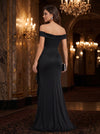 Satin Mermaid Off Shoulder Maxi Evening Dresses with Ruffles