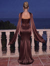 Satin Mermaid Strapless Maxi Evening Dresses with Velvet Corset Bodice