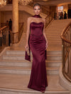 Satin Mermaid Strapless Maxi Evening Dresses with Corset Bodice